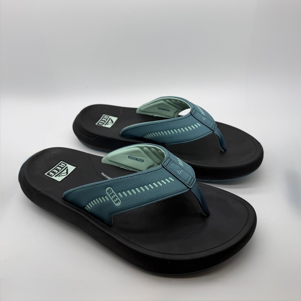 Reef Mens 12 Swellsole Cruiser Sandals Black Slate Blue Flip Flops